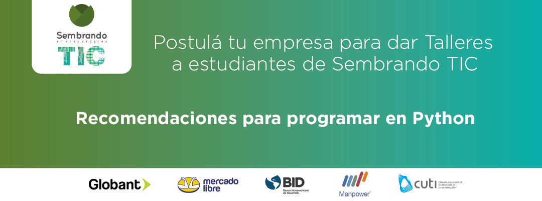 Postulá tu empresa para brindar talleres de Python a los estudiantes de Sembrando TIC